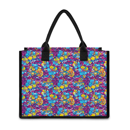 Colorful Aloha Camouflage Flower Print Canvas Tote Bag