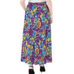 Colorful Aloha Camouflage Flower Print Chiffon Maxi Skirt