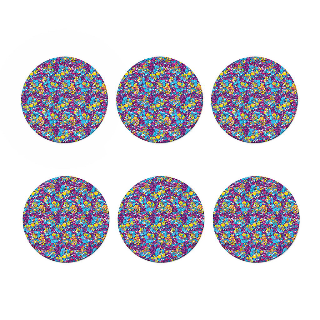 Colorful Aloha Camouflage Flower Print Coaster Set