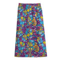 Colorful Aloha Camouflage Flower Print Cotton Front Slit Maxi Skirt