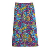 Colorful Aloha Camouflage Flower Print Cotton Front Slit Maxi Skirt