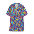 Colorful Aloha Camouflage Flower Print Cotton Hawaiian Shirt