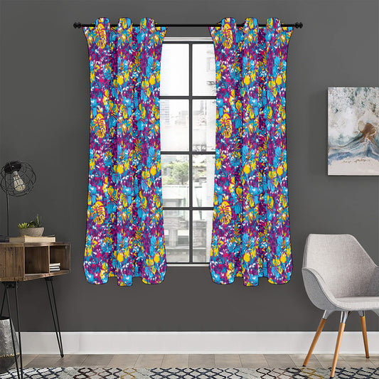 Colorful Aloha Camouflage Flower Print Curtain