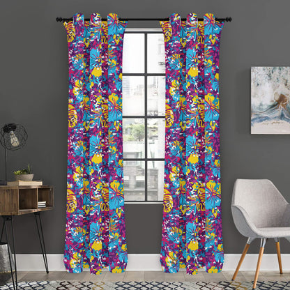 Colorful Aloha Camouflage Flower Print Curtain