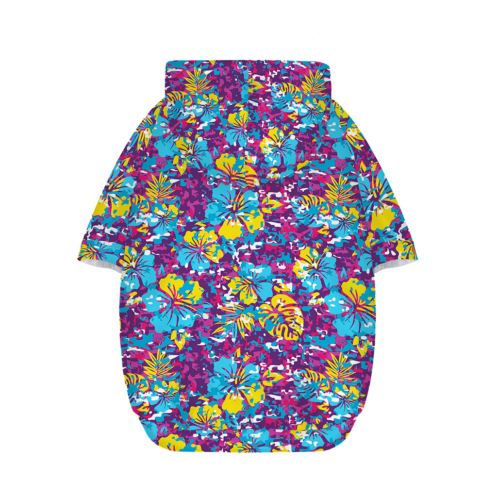 Colorful Aloha Camouflage Flower Print Dog Zip Up Hoodie