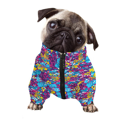 Colorful Aloha Camouflage Flower Print Dog Zip Up Jacket