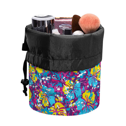 Colorful Aloha Camouflage Flower Print Drawstring Makeup Bag