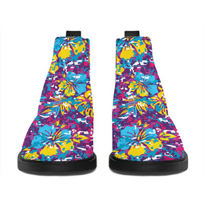 Colorful Aloha Camouflage Flower Print Flat Ankle Boots