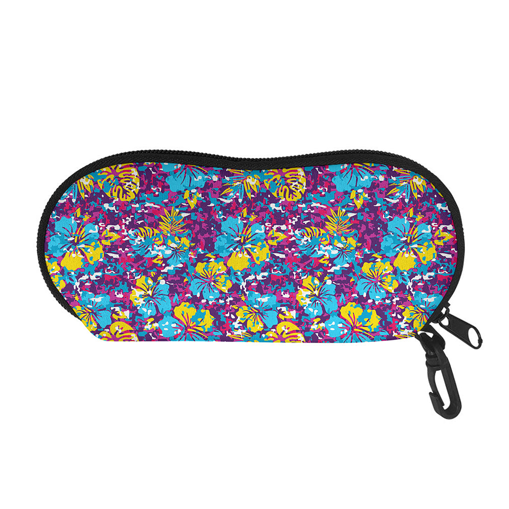 Colorful Aloha Camouflage Flower Print Glasses Case