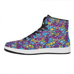 Colorful Aloha Camouflage Flower Print High Top Leather Sneakers