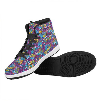 Colorful Aloha Camouflage Flower Print High Top Leather Sneakers