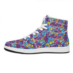 Colorful Aloha Camouflage Flower Print High Top Leather Sneakers