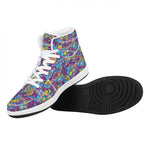 Colorful Aloha Camouflage Flower Print High Top Leather Sneakers