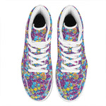 Colorful Aloha Camouflage Flower Print High Top Leather Sneakers