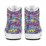 Colorful Aloha Camouflage Flower Print High Top Leather Sneakers