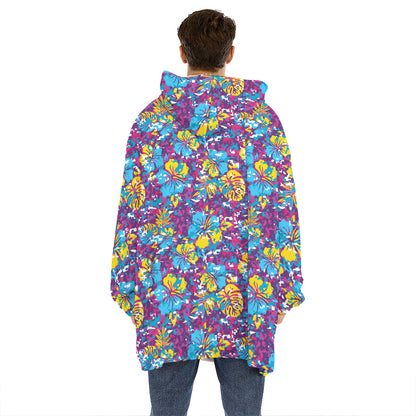 Colorful Aloha Camouflage Flower Print Hoodie Blanket