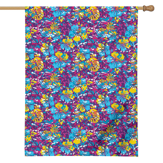 Colorful Aloha Camouflage Flower Print House Flag