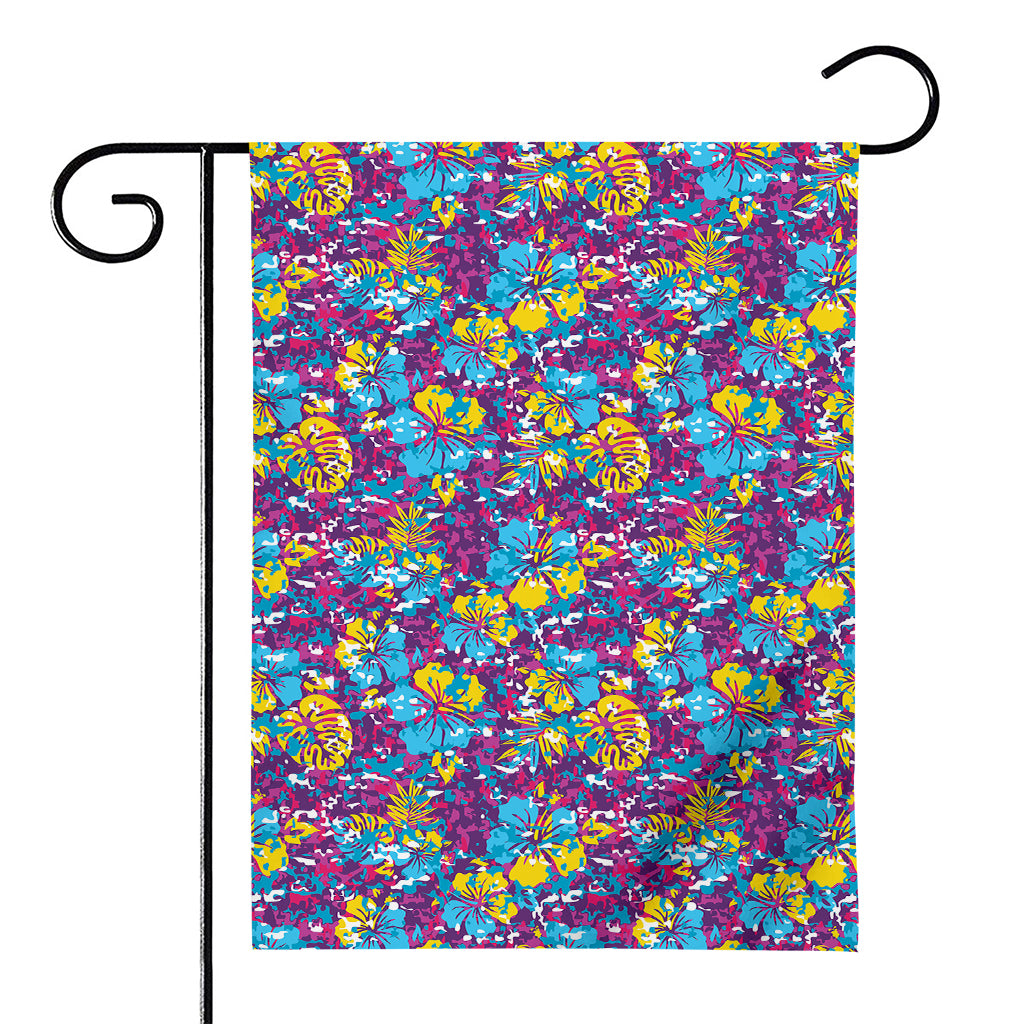 Colorful Aloha Camouflage Flower Print House Flag