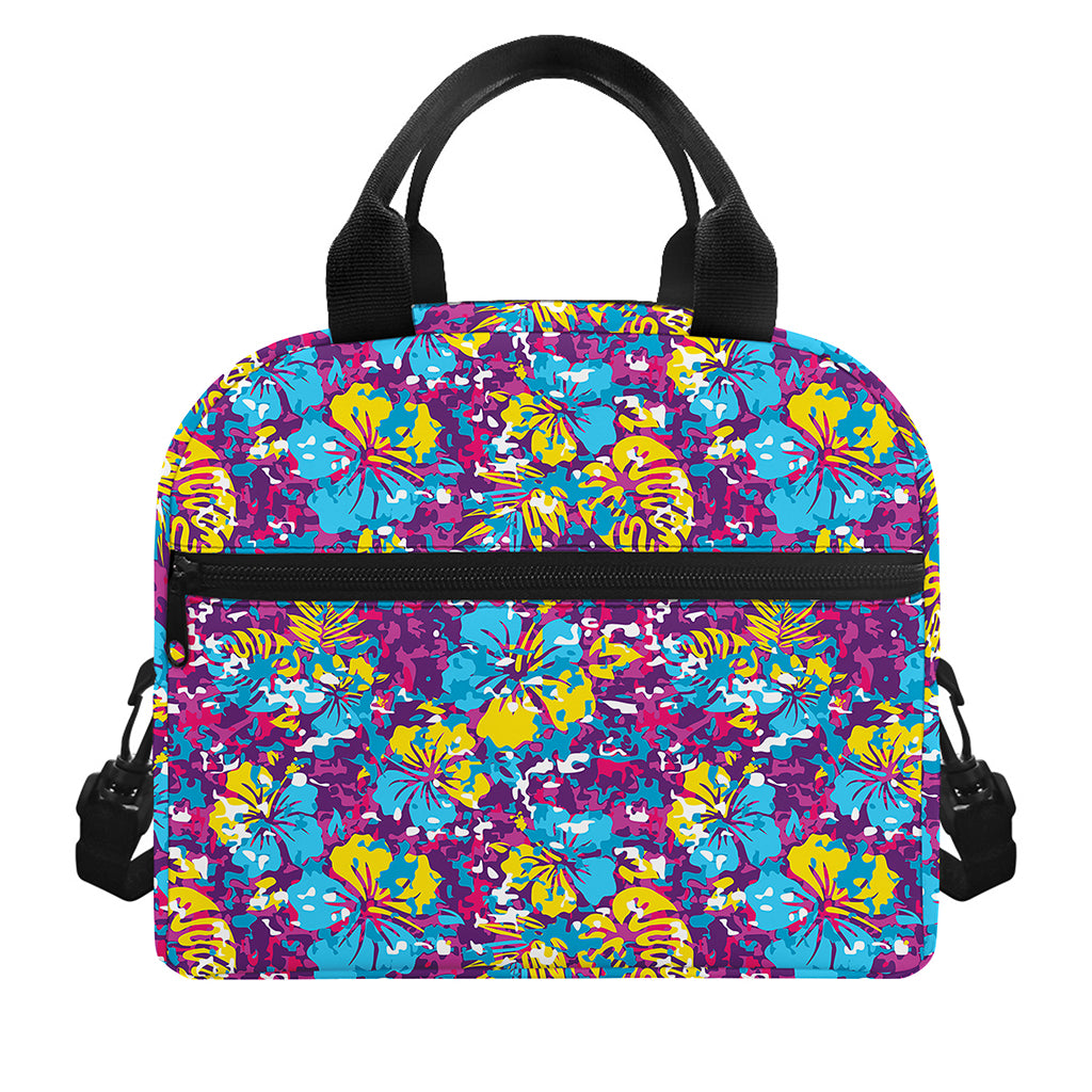 Colorful Aloha Camouflage Flower Print Insulated Lunch Bag