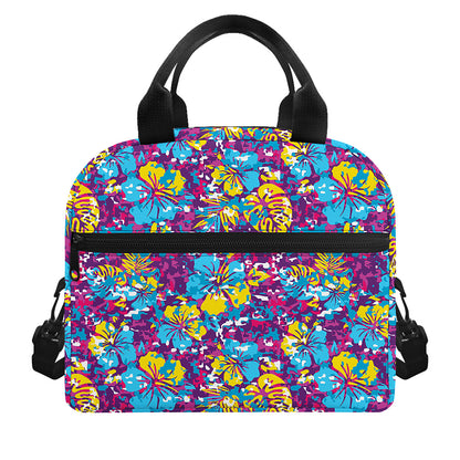 Colorful Aloha Camouflage Flower Print Insulated Lunch Bag