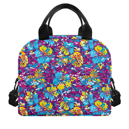 Colorful Aloha Camouflage Flower Print Insulated Lunch Bag