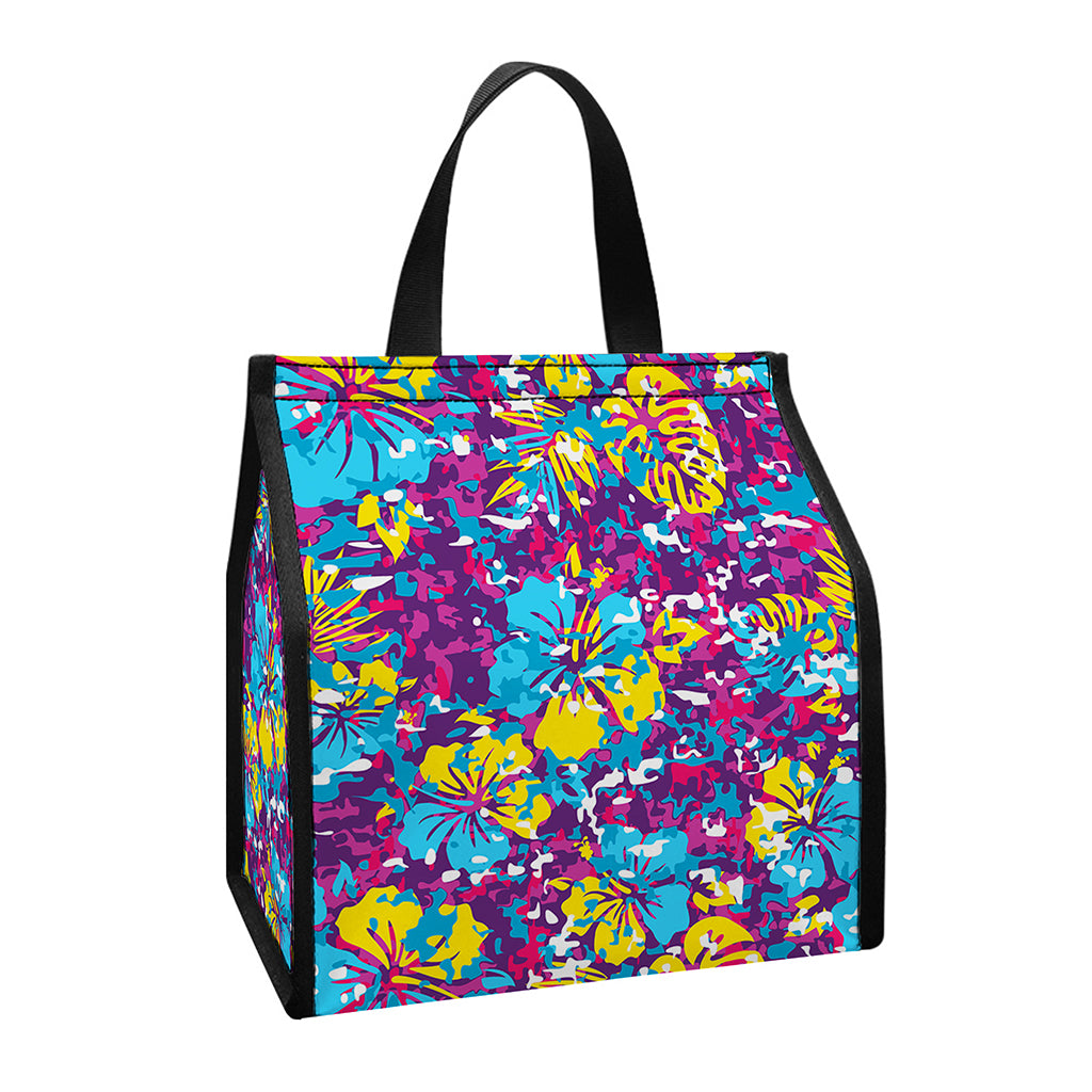 Colorful Aloha Camouflage Flower Print Insulated Lunch Tote