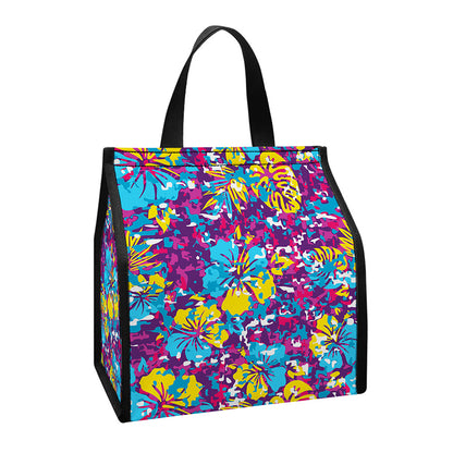 Colorful Aloha Camouflage Flower Print Insulated Lunch Tote