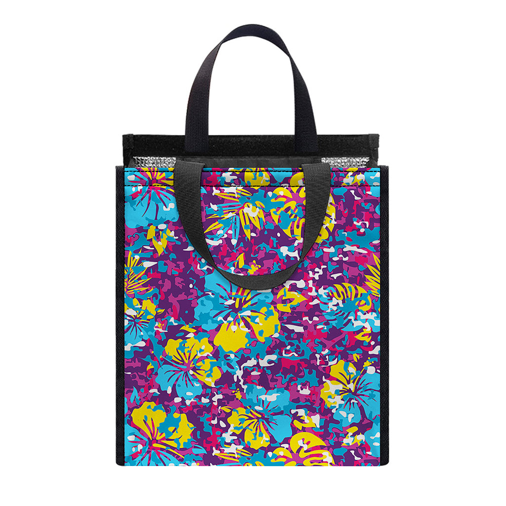 Colorful Aloha Camouflage Flower Print Insulated Lunch Tote