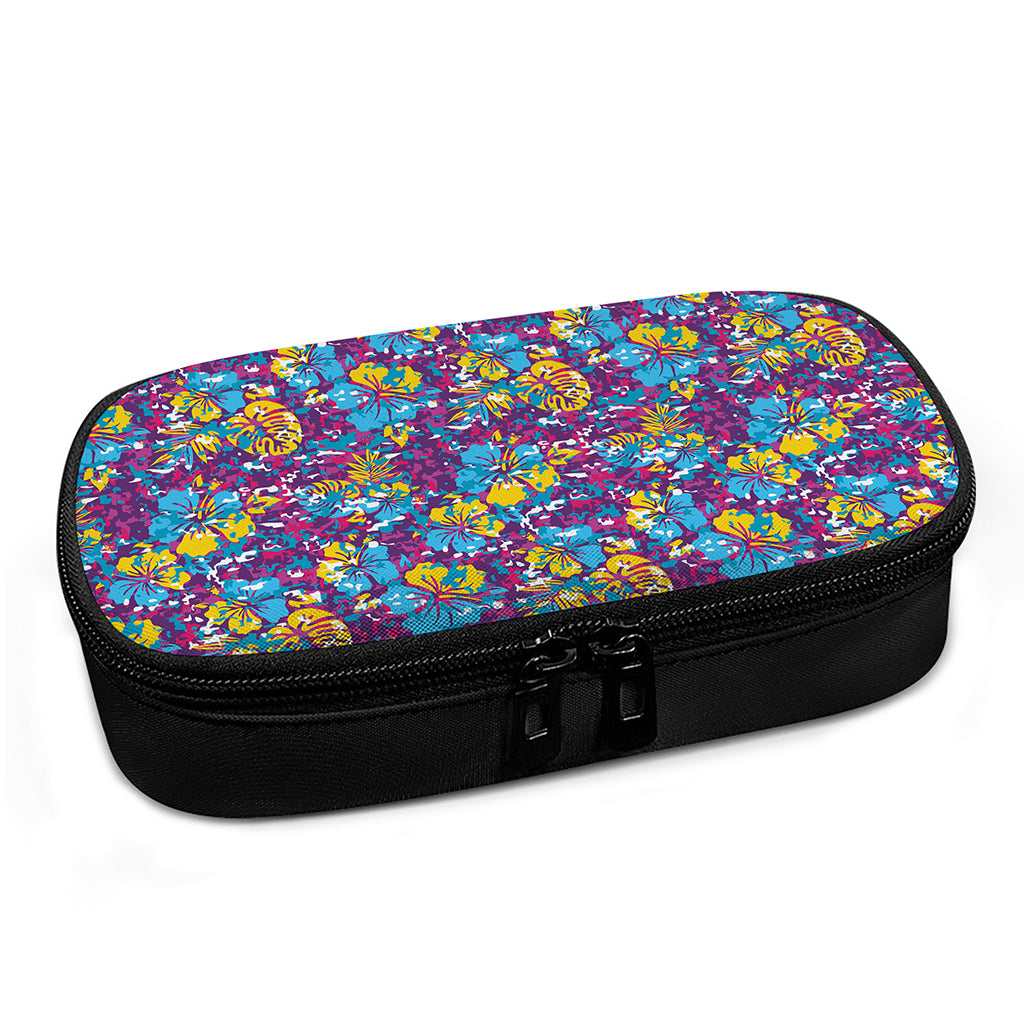 Colorful Aloha Camouflage Flower Print Insulin Cooler Travel Case