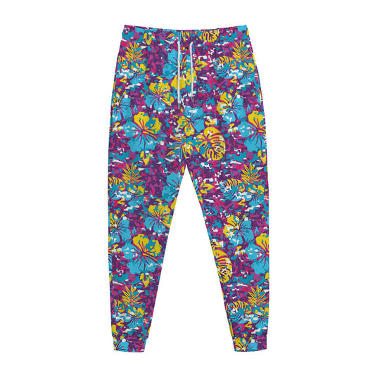 Colorful Aloha Camouflage Flower Print Jogger Pants