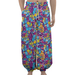 Colorful Aloha Camouflage Flower Print Lantern Pants