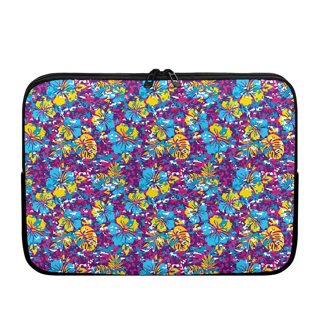 Colorful Aloha Camouflage Flower Print Laptop Sleeve