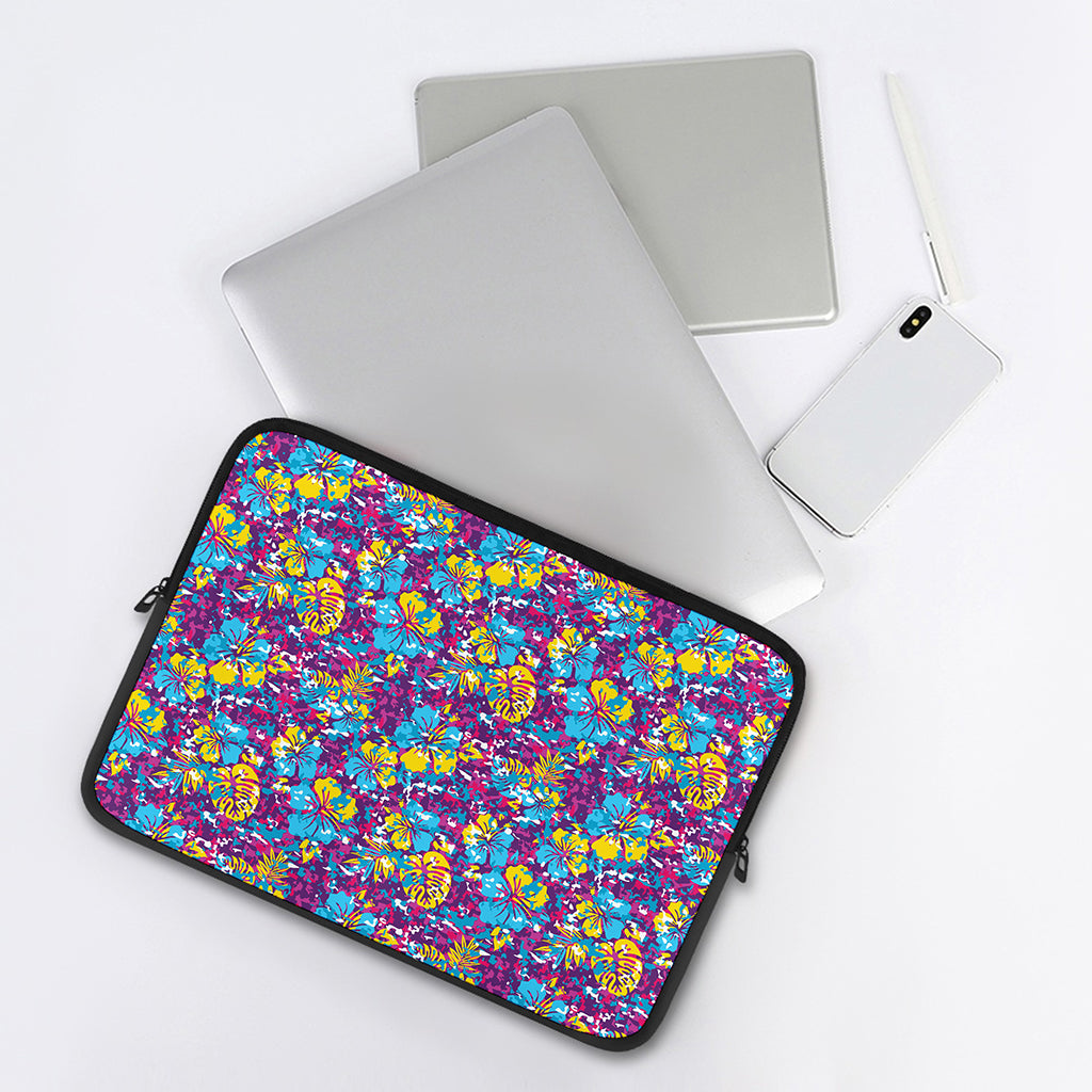 Colorful Aloha Camouflage Flower Print Laptop Sleeve