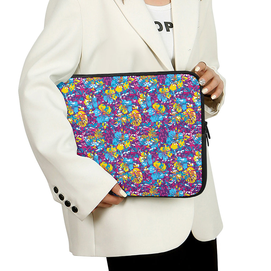 Colorful Aloha Camouflage Flower Print Laptop Sleeve