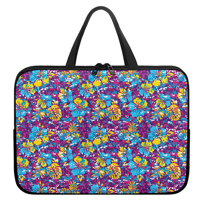 Colorful Aloha Camouflage Flower Print Laptop Sleeve With Handle