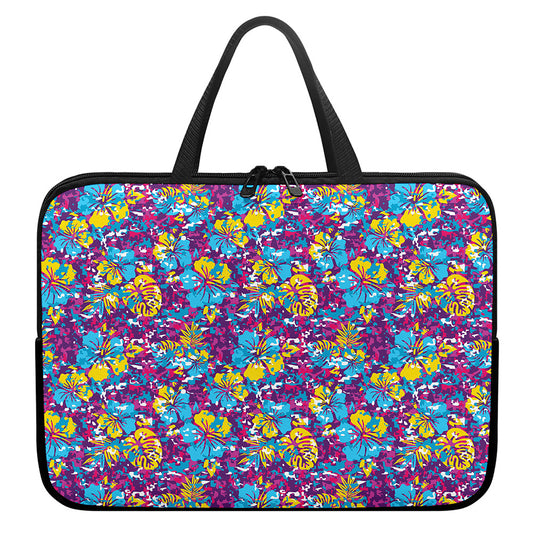 Colorful Aloha Camouflage Flower Print Laptop Sleeve With Handle