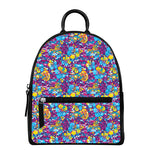 Colorful Aloha Camouflage Flower Print Leather Backpack