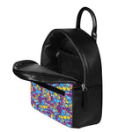 Colorful Aloha Camouflage Flower Print Leather Backpack