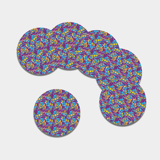 Colorful Aloha Camouflage Flower Print Leather Coaster Set