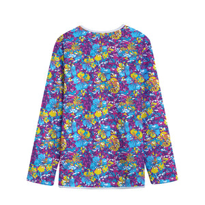 Colorful Aloha Camouflage Flower Print Long Sleeve Short Coat