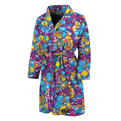 Colorful Aloha Camouflage Flower Print Men's Bathrobe