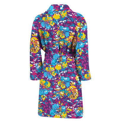 Colorful Aloha Camouflage Flower Print Men's Bathrobe