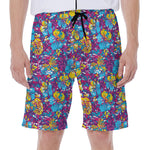 Colorful Aloha Camouflage Flower Print Men's Beach Shorts