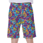 Colorful Aloha Camouflage Flower Print Men's Beach Shorts