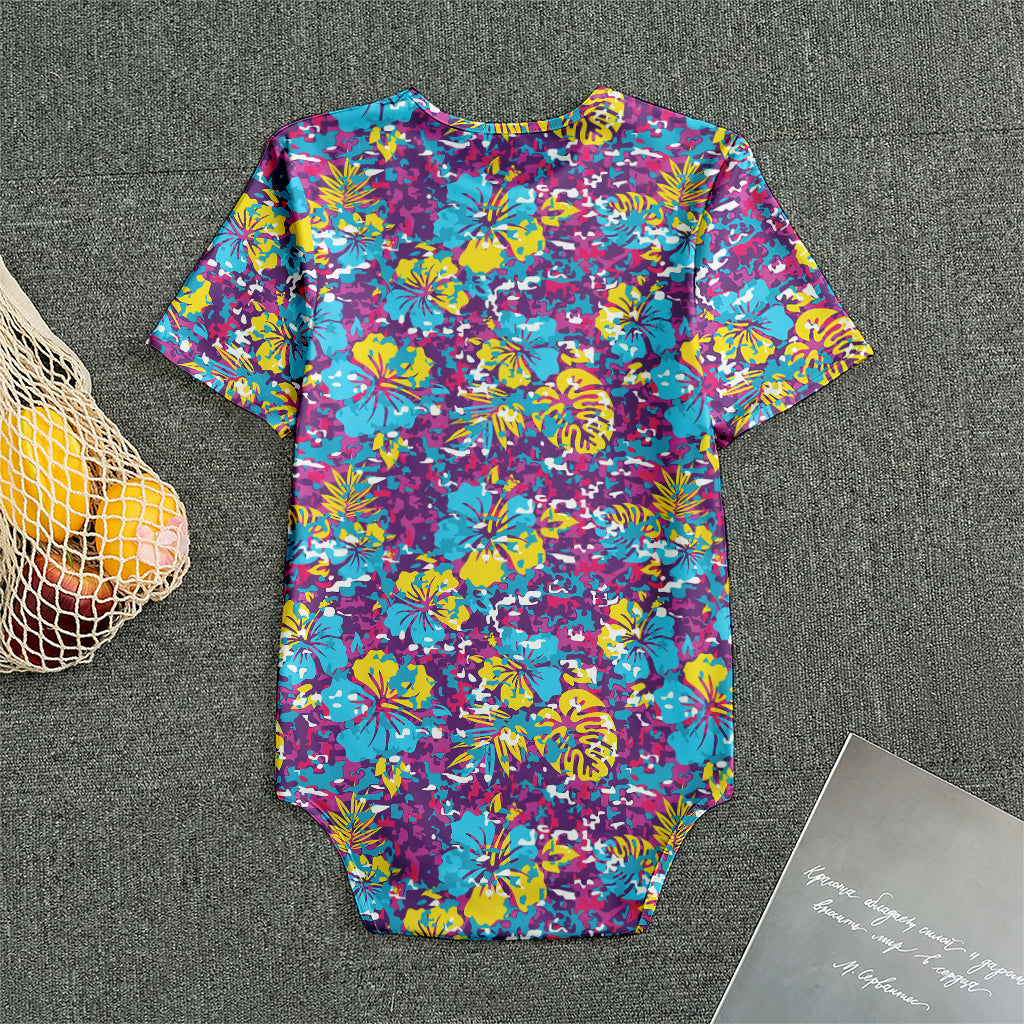 Colorful Aloha Camouflage Flower Print Men's Bodysuit
