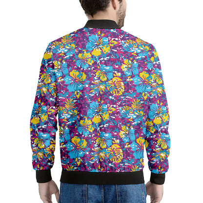 Colorful Aloha Camouflage Flower Print Men's Bomber Jacket