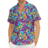 Colorful Aloha Camouflage Flower Print Men's Deep V-Neck Shirt