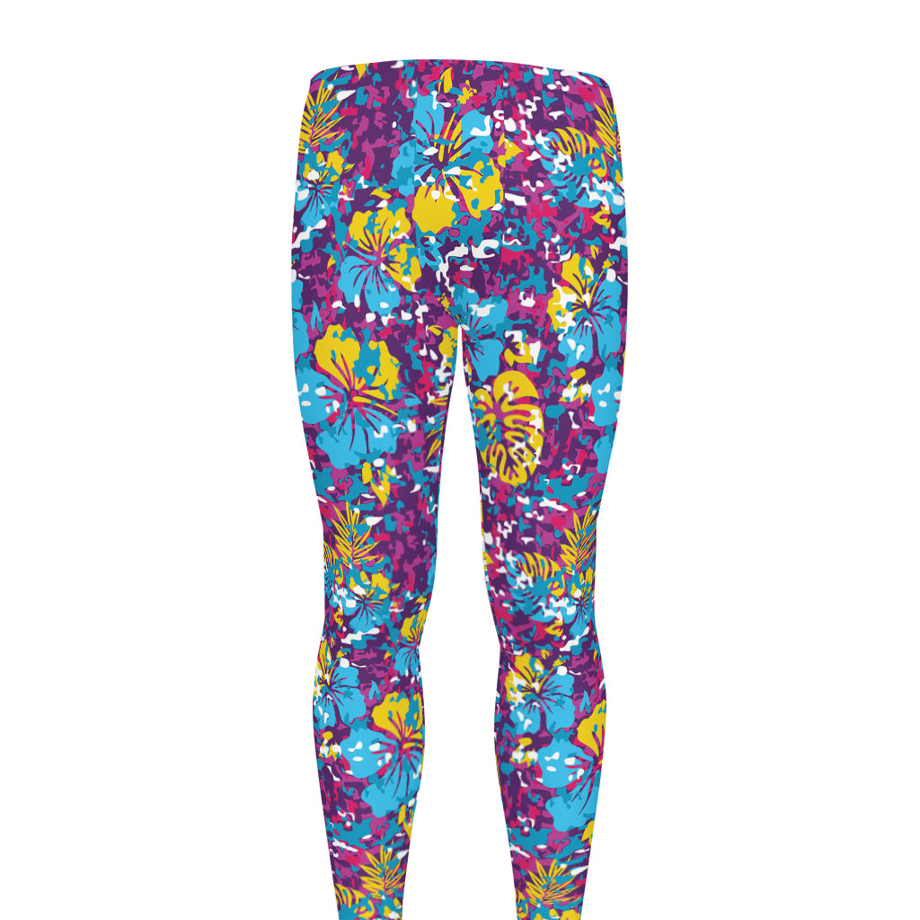 Colorful Aloha Camouflage Flower Print Men's leggings