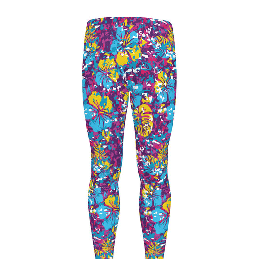 Colorful Aloha Camouflage Flower Print Men's leggings