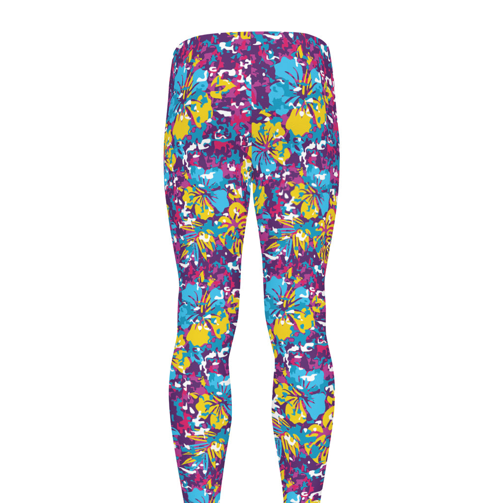 Colorful Aloha Camouflage Flower Print Men's leggings